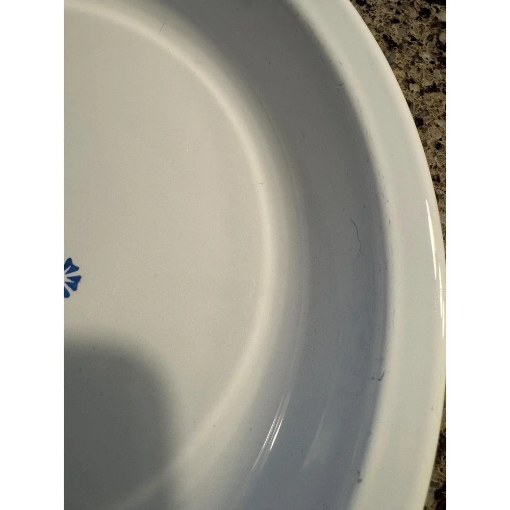 2 Corning Ware French White & Cornflower Pie Plate Dish 9 inch P309 VTG Clean!